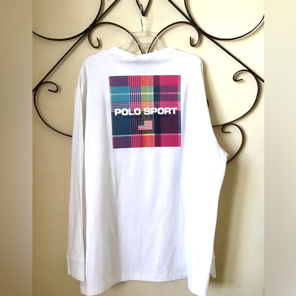 Polo Ralph  Men's White Madras Plaid Logo Graphic Classic Fit T-Shirt size LXX